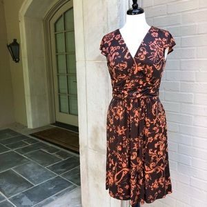 ⭐️🆕[Kay Unger] 💯% Silk Chocolate & Orange Dress